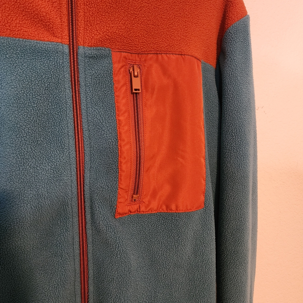 Sonoma - Boy's Husky Teal and Orange Zip-up Sweater - Size: Extra Large - Picture 4 of 8